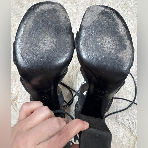 Saint Laurent Suede Lace-Up Heels - black, 38.5 - Picture 4 of 6